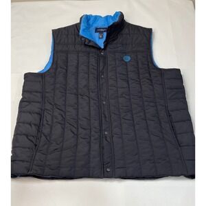 AT&T‎ The Outfitters Puffer Vest Black Blue Logo Quilted Lightweight Snap Front